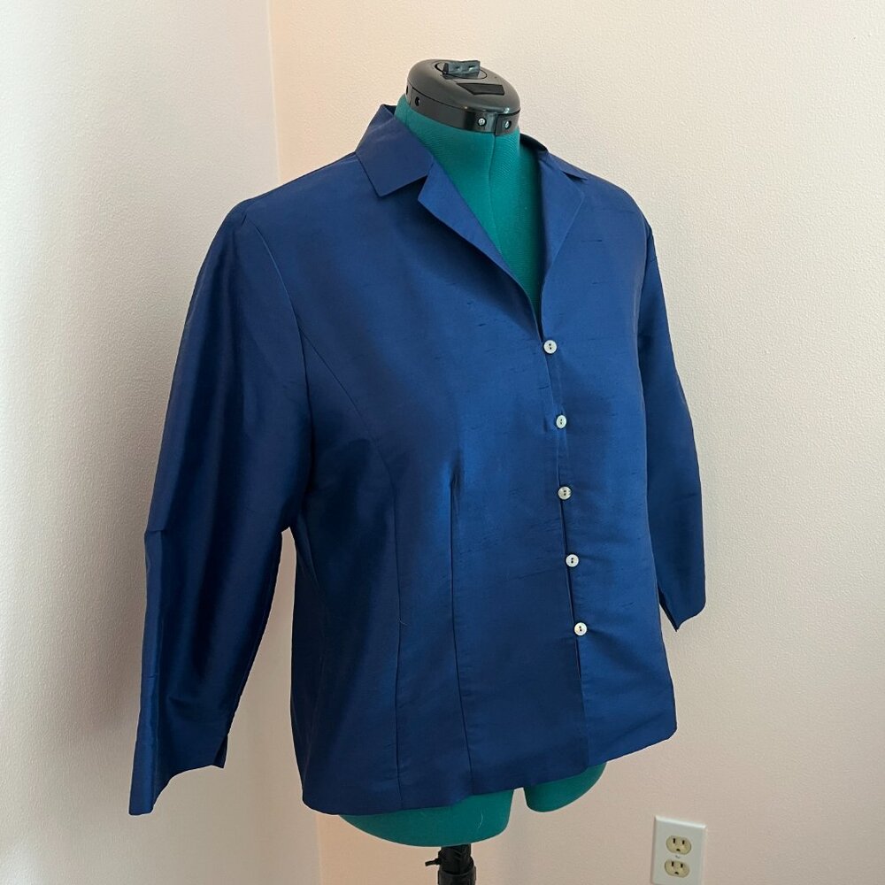 Talbots Pure Silk Shantung Blouse - Picture 2 of 6